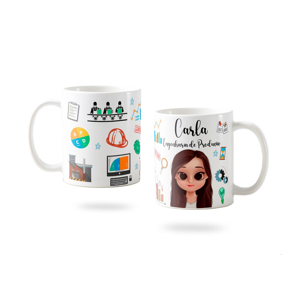 Caneca de Porcelana personalizada Canecas Personalizadas Avatar Caneca com foto Profissão Engenharia de Produção