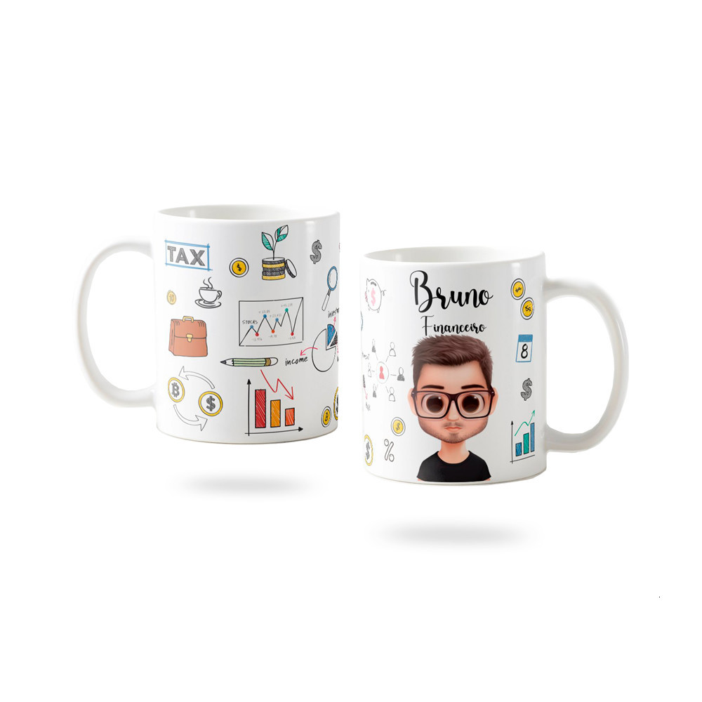 Caneca de Porcelana personalizada Canecas Personalizadas Avatar Caneca de Profissões com foto Profissão Financeiro