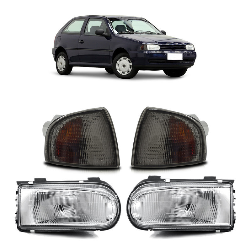 Par Farol Dianteiro Gol G2 Bola 1995 1996 A 1999 Máscara Cromada + Par Pisca Seta Dianteira Fumê em Oferta na Shopee