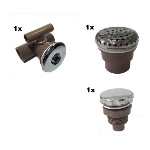 Kit 1 Jato T + 1 Succao + 1 Arejador P Banheira Hidro Fibra