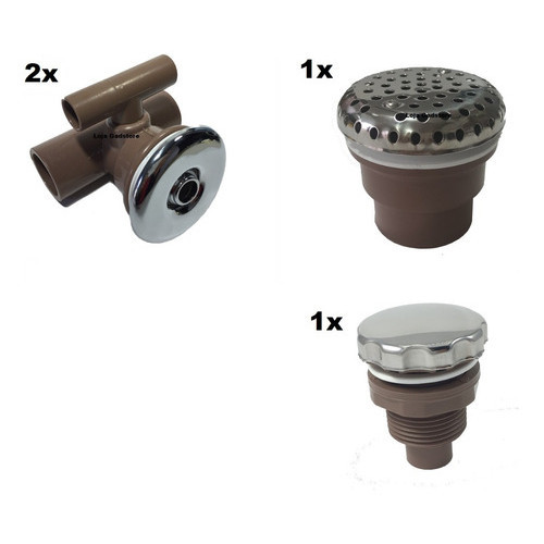 Kit 2 Jato T + 1 Succao + 1 Arejador P Banheira Hidro Fibra