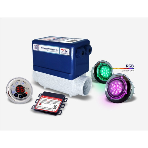 Aquecedor Banheira Spa Ofuro Max Cromo 8000w 8kw 220v + 2 Spot