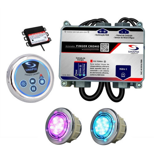 Acionador Digital motor bomba Banheira Spa Motobomba Finger Cromo + 2 Spot