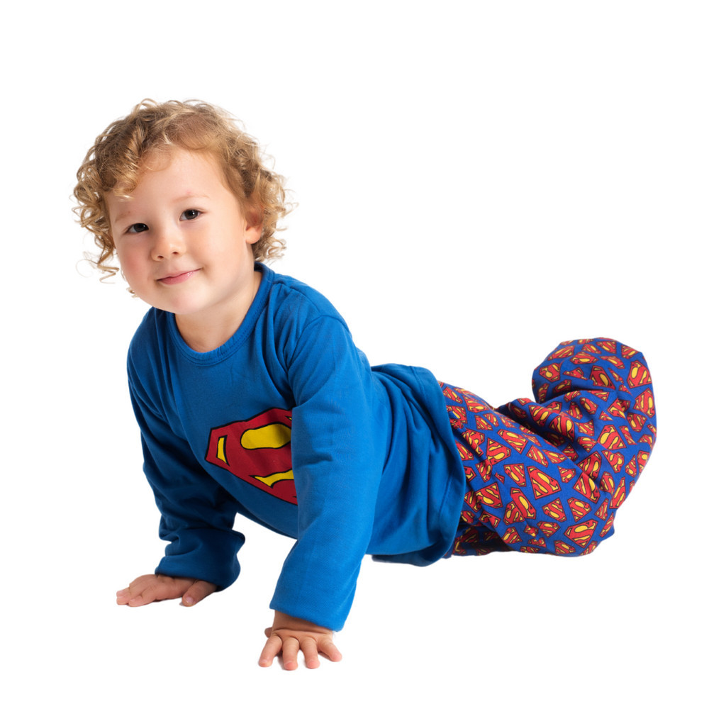 Pijama Infantil Estampa Super Homem Super Herói Manga Longa  Linha Noite Menino 327