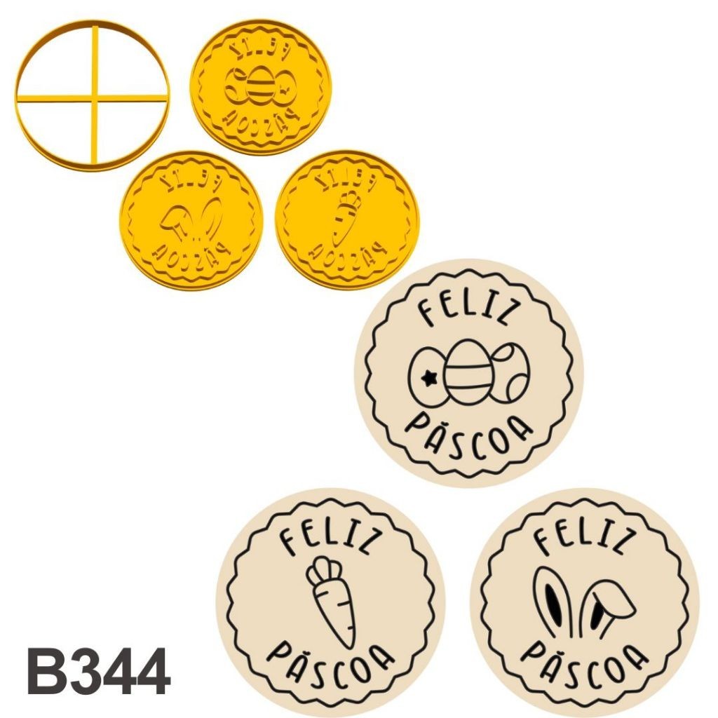 Kit Cortadores com Carimbo Biscoito Páscoa 6CM B344