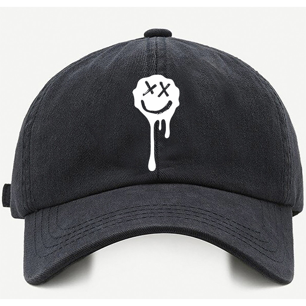 Bone baseball Bege Preto Branco Emoji Derretendo Tamanho único com ajuste de tamanho
