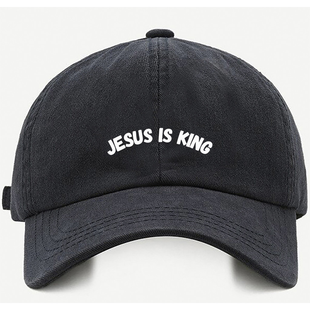 Bone baseball Bege Preto Branco Jesus Is King Cartoom Tamanho único com ajuste de tamanho