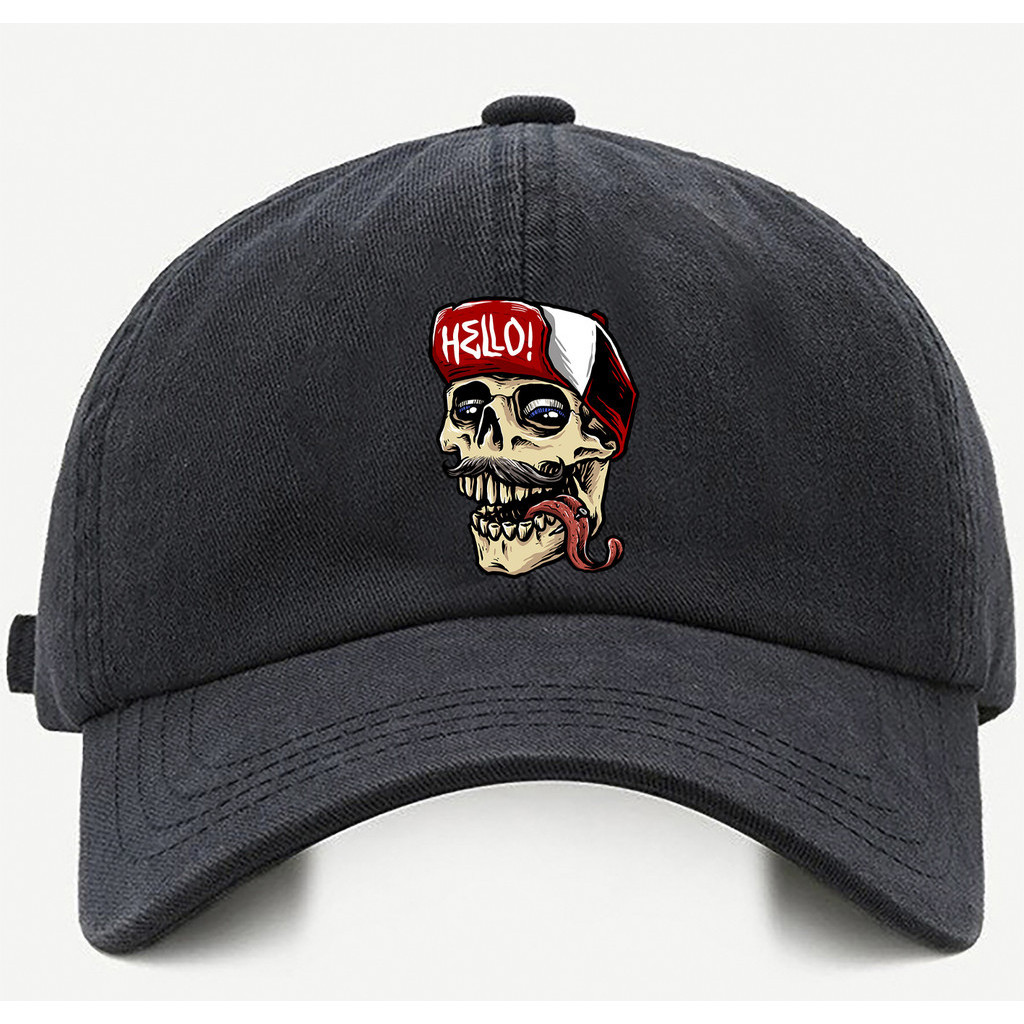 Bone baseball Bege Preto Branco Hello Caveira Reptill Tamanho único com ajuste de tamanho