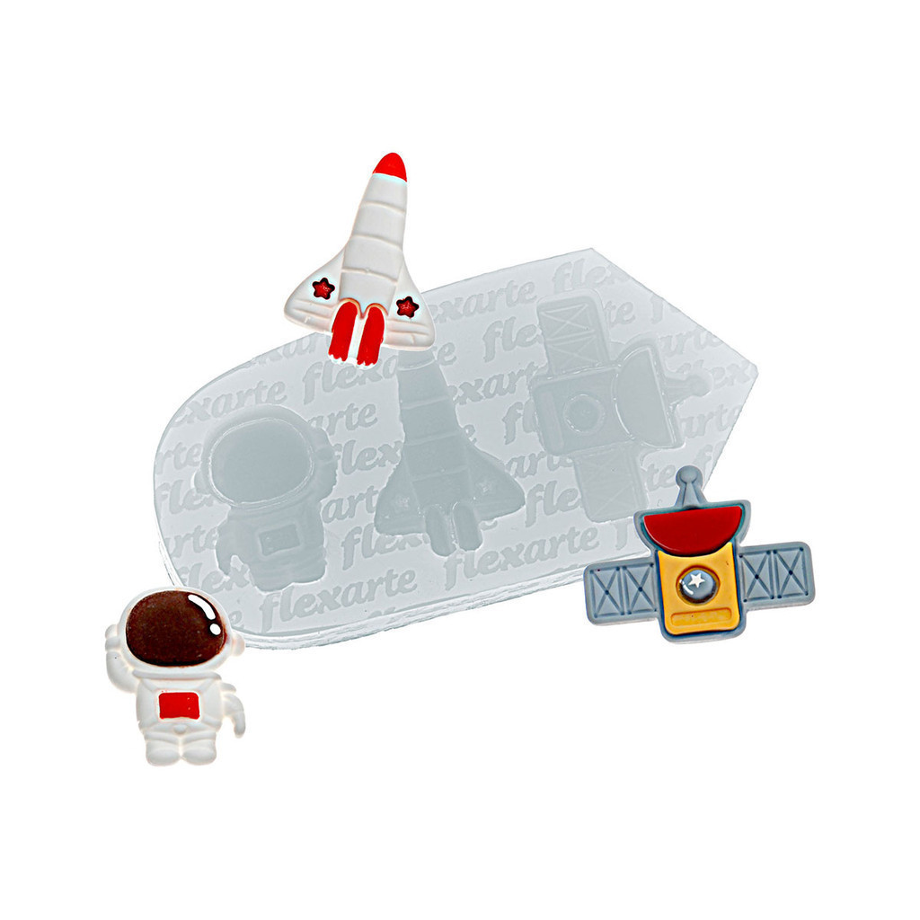 Molde de silicone  951 - Espacial Satélite + Astronauta + Foguete - Star Wars - Flexarte