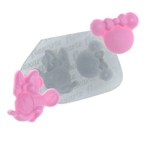 Molde De Silicone 762 - Par De Rostinhos - Rosto de Ratinha - Diversos - Flexarte