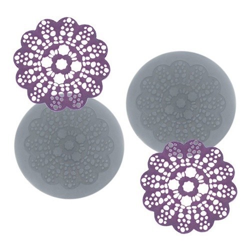 Molde De Silicone 772 - Dupla De Mini Rendas Kristen Redonda