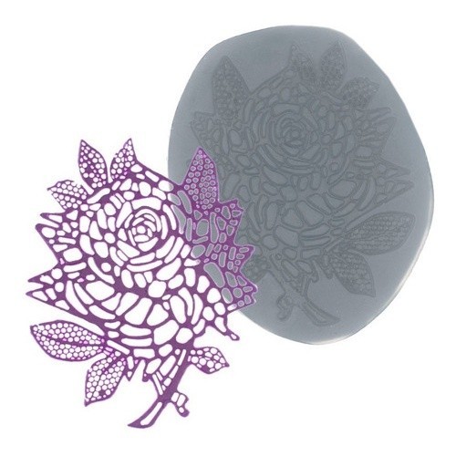 Molde De Silicone 776 - Renda Rosa Gwen Pequena - Flexarte