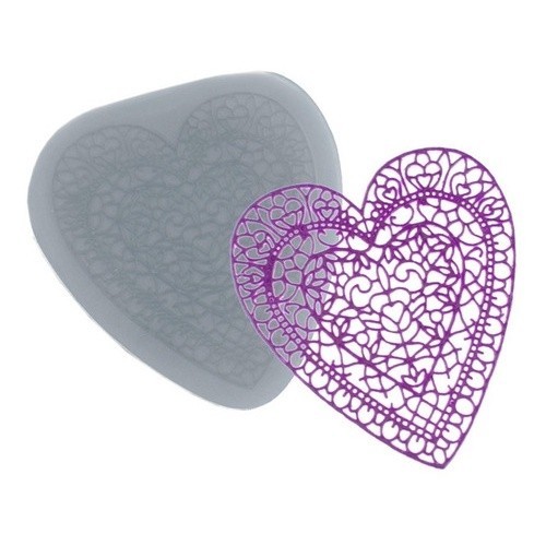 Molde De Silicone 781 - Renda De Coração Vitral Médio