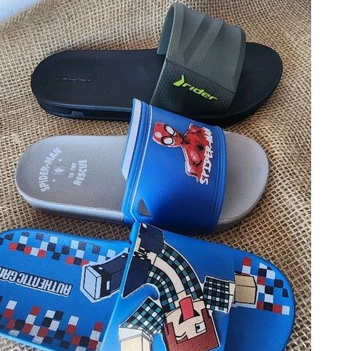 Chinelo Infantil Menino Slide grendene Homem aranha Mine craft Max Stell Rider