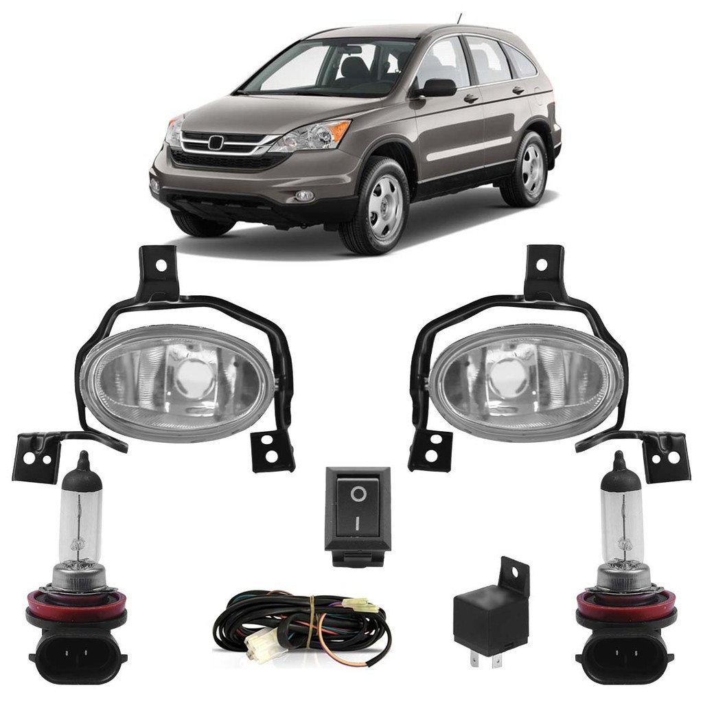 Kit Farol de Milha Auxiliar Completo + Par Lâmpada H8 CR-V 2010 2011