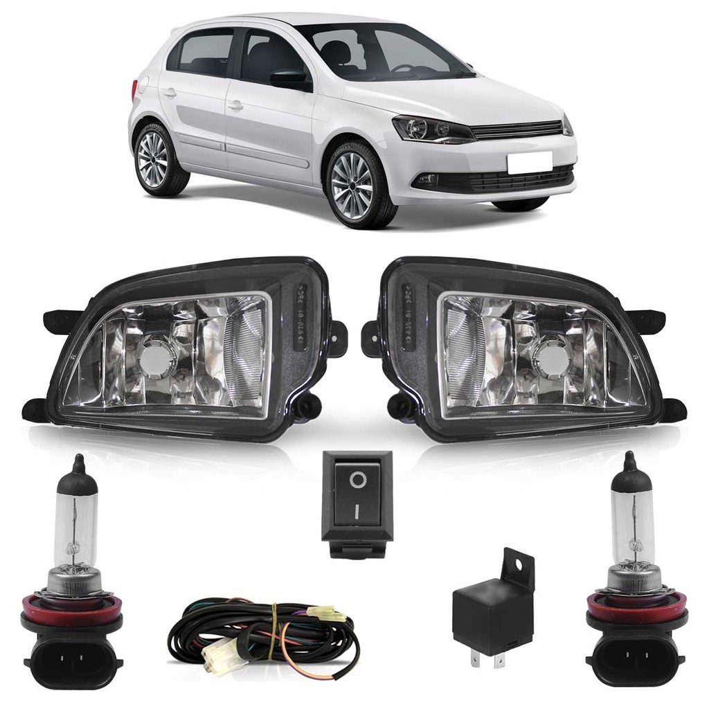 Kit Farol Milha Auxiliar Completo + Par Lâmpada H8 Gol G6 2012 2013 2014 2015 2016 em Oferta na Shopee