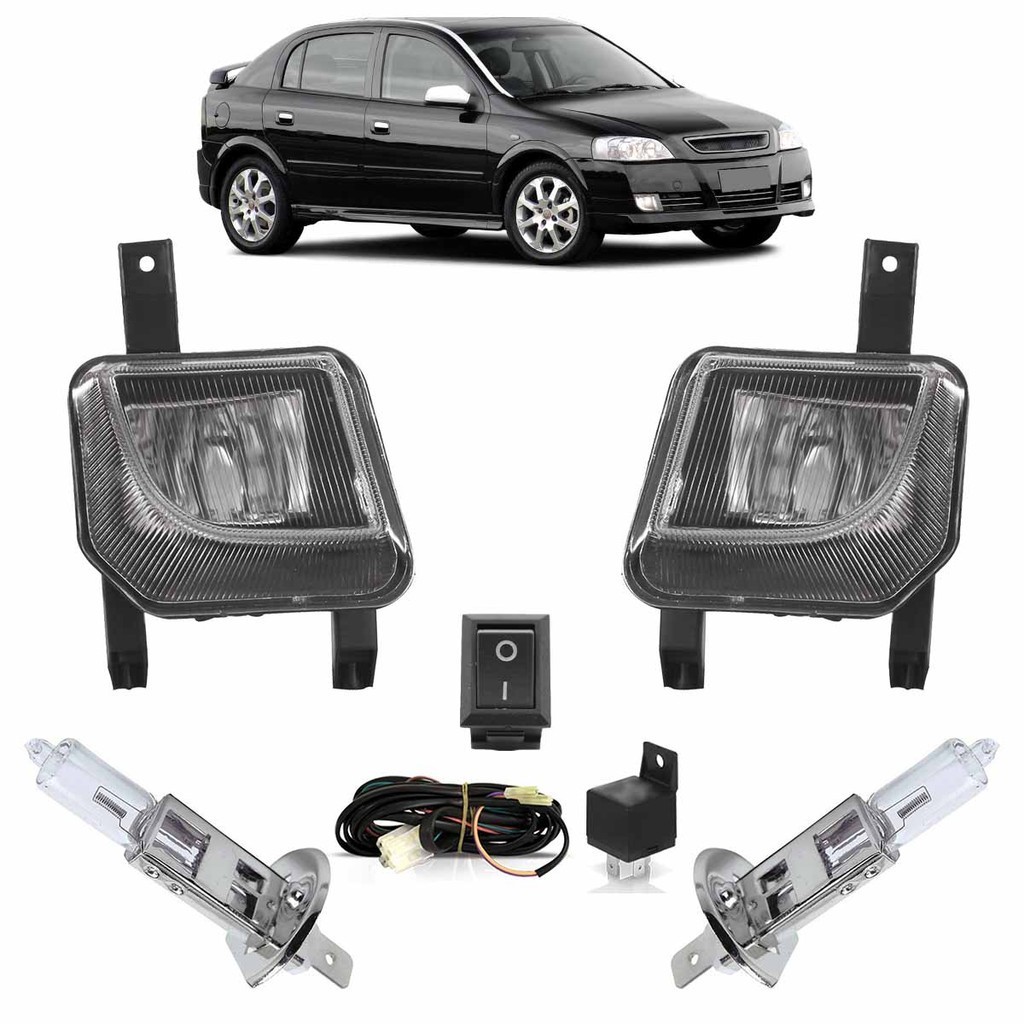 Kit Farol Milha Auxiliar Completo + Par Lâmpada H3 Astra 2003 2004 2005 2006 2007 2008 2009 2010 2011 2012 - Spare Parts and Accessories for Vehicles