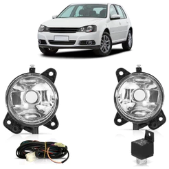 Kit Farol Milha Auxiliar Golf 2008 2009 2010 2011 2012 Botão Universal Lente Lisa Vidro