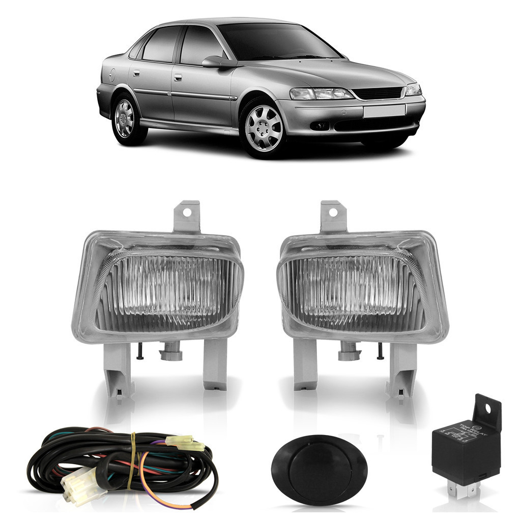 Kit Farol Milha Auxiliar Vectra 1997 1998 1999 Botão Modelo Universal Lente Lisa Vidro - Spare Parts and Accessories for Vehicles