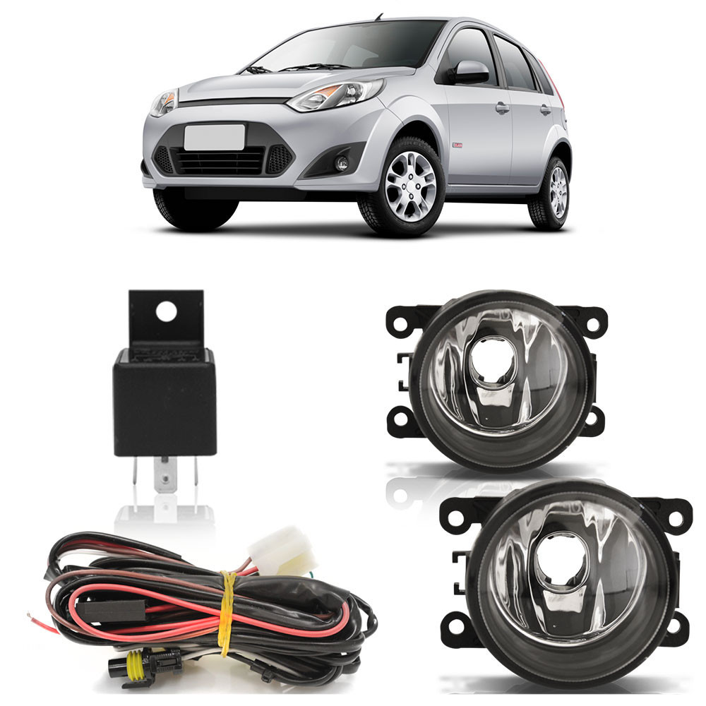 Kit Farol Milha Auxiliar Fiesta 2011 2012 2013 2014 sem Moldura Botão Modelo Original Lente Lisa Vidro em Oferta na Shopee