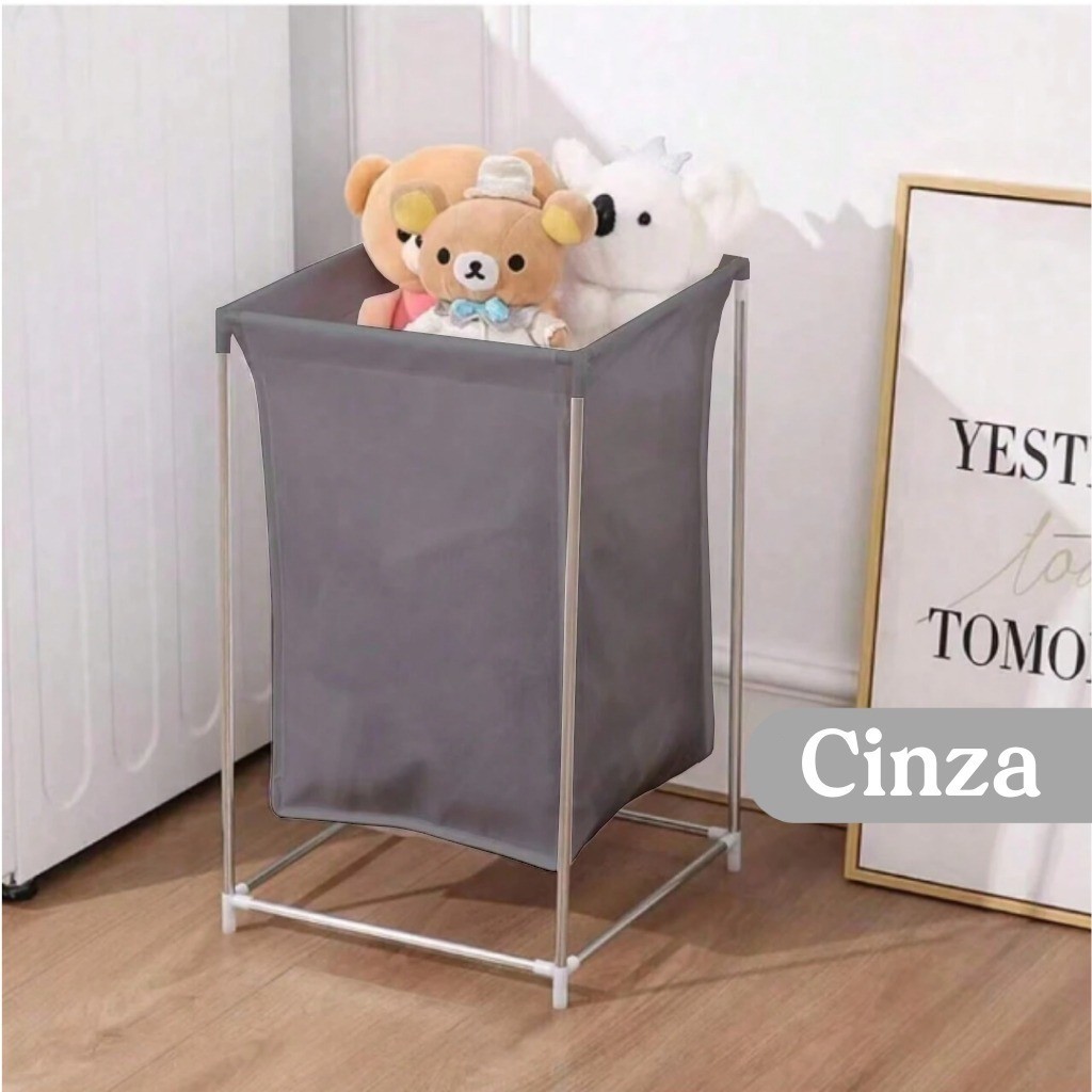 Cesto de Roupas Dobrável Organizador Multiuso com Suporte Lavanderia Quarto Infantil