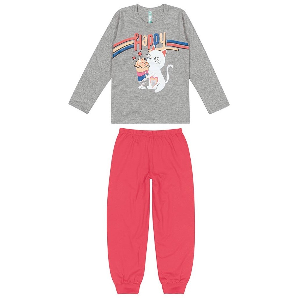 Pijama Infantil Menina Longo Inverno Malwee Algodão