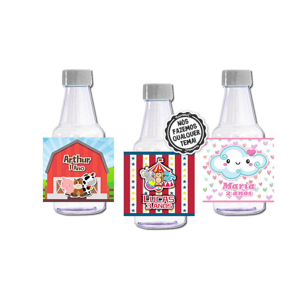 15 Rótulos Adesivos Garrafinha Mini Garrafa Rotulo Adesivo Kit Festa Infantil 3d Personalizados