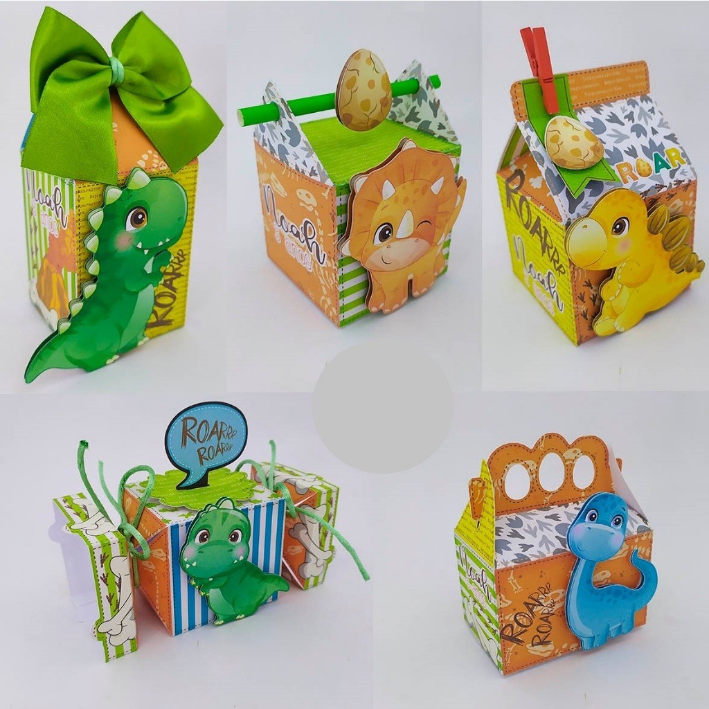 Caixas Personalizadas 3D Tema Dino Baby / Dinossauros – Festa Infantil / Aniversário - Envio Rápido