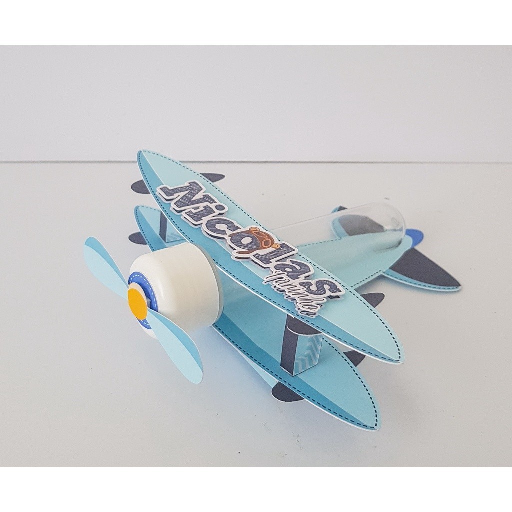 5 Caixas Avião para tubete personalizado ursinho aviador 3D em Oferta na Shopee