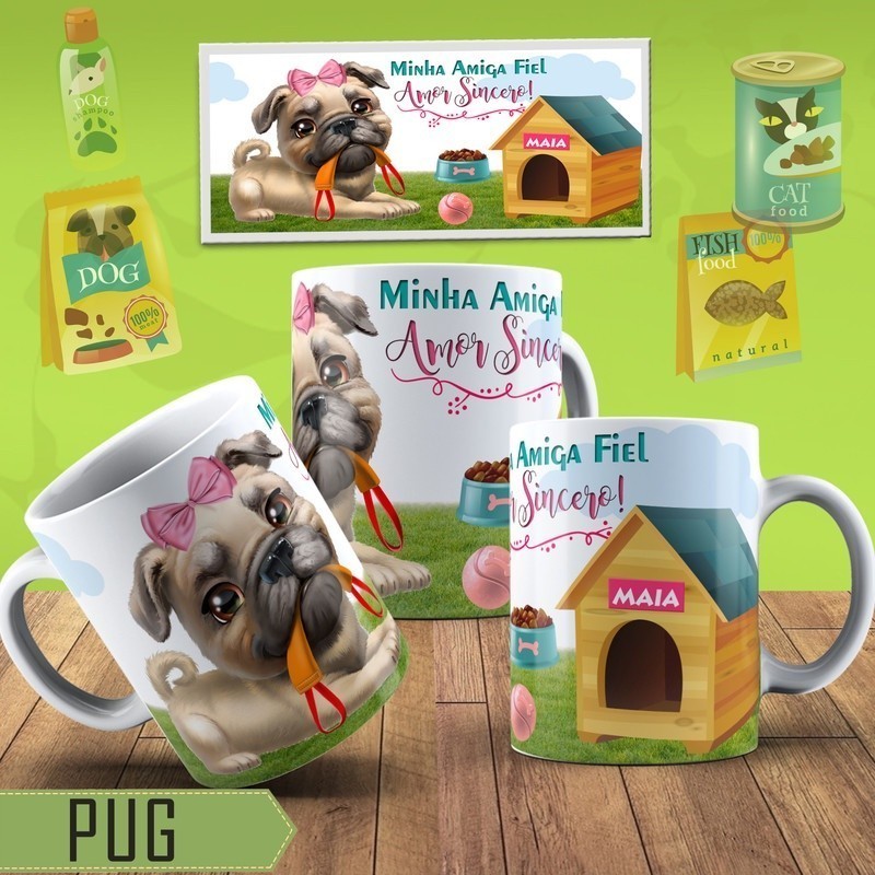 Caneca Meu Querido PET Pug ♀ + Caixinha