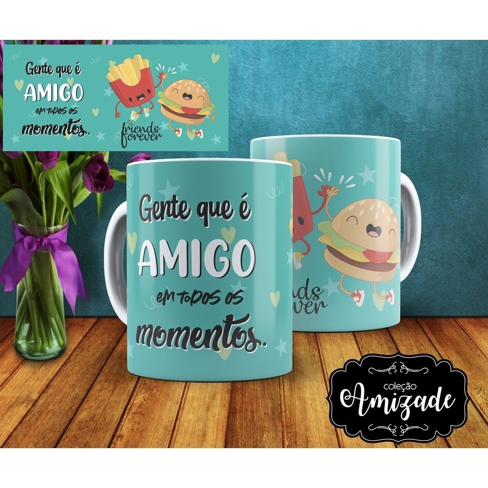 Caneca Amigo Ou Amiga + Caixinha em Oferta na Shopee