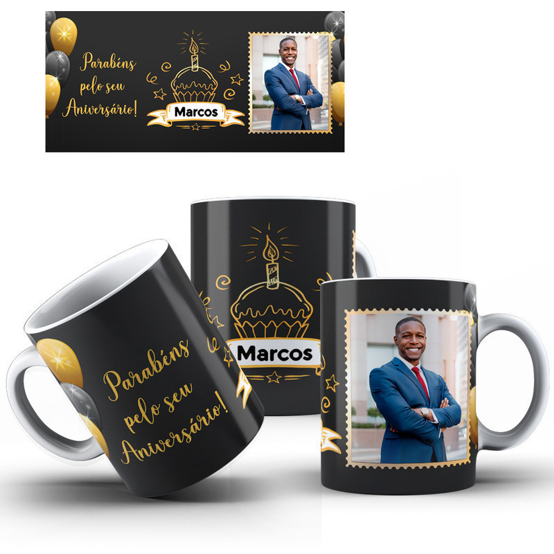 Caneca Aniversário - Opção Para Foto + Caixinha - Opção 17 em Oferta na Shopee