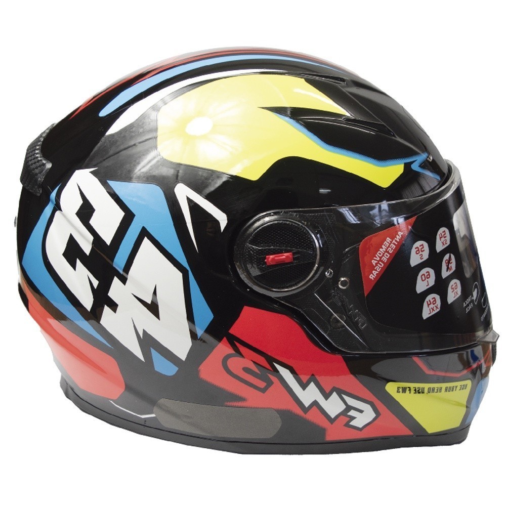 CAPACETE FW3 - GTX 43 AMARELO E AZUL (C/ OCULOS) N 058 em Oferta na Shopee