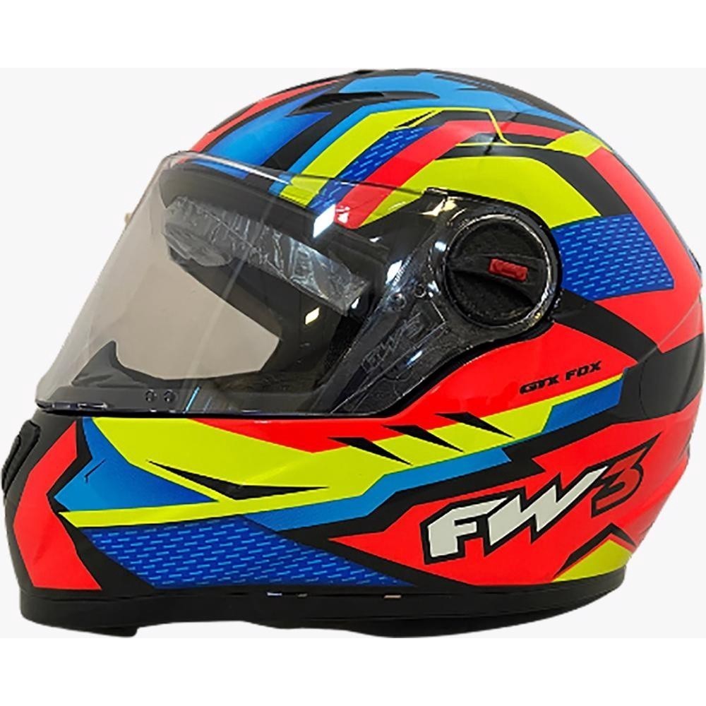 CAPACETE FW3 - GTX FOX LARANJA/AMARELO/AZUL (C/ OCULOS) N 60 em Oferta na Shopee