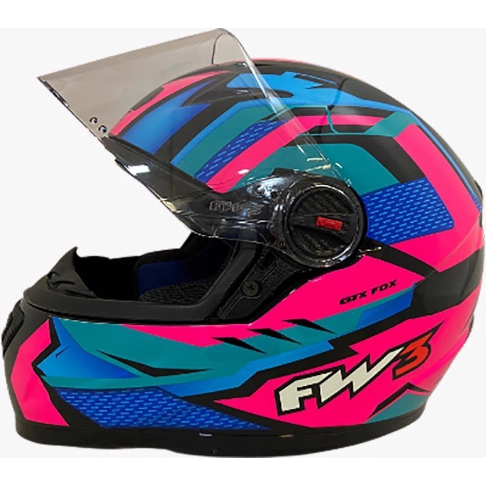 CAPACETE FW3 GTX FOX ROSA/AZUL (C/ OCULOS) N 58 em Oferta na Shopee
