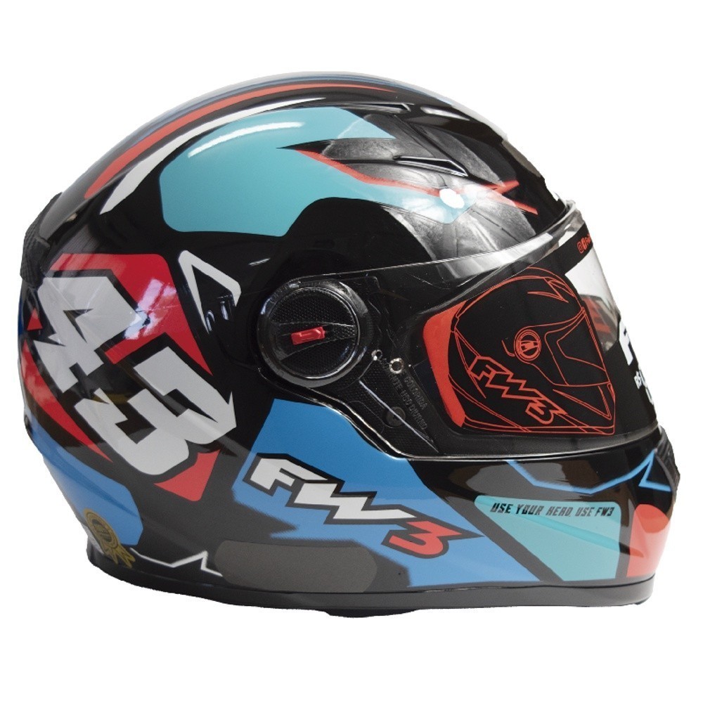 CAPACETE FW3 - GTX 43 AZUL E VERMELHO (C/ OCULOS) N 058 em Oferta na Shopee