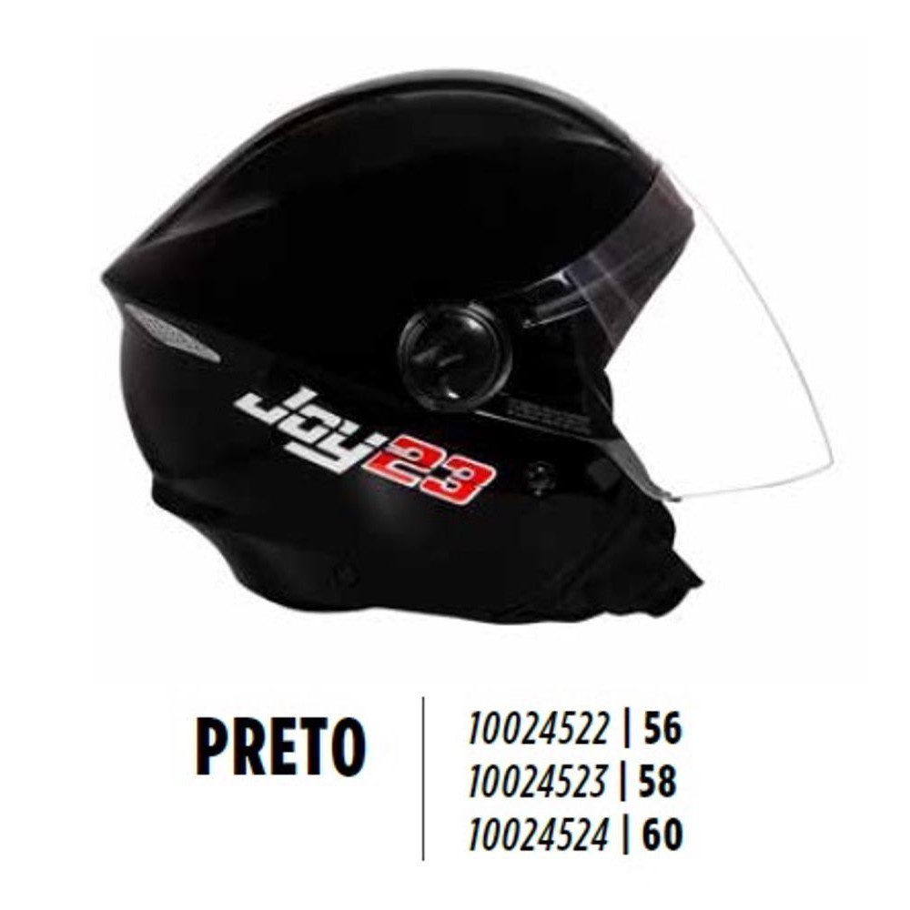CAPACETE JOY23 OPEN FACE - 56 PRETO em Oferta na Shopee
