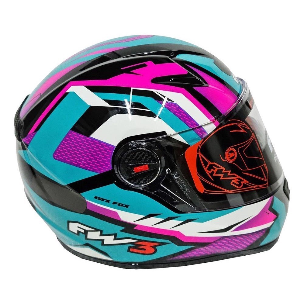 CAPACETE FW3 GTX FOX AZUL TIFFANY (C/ OCULOS) N 56