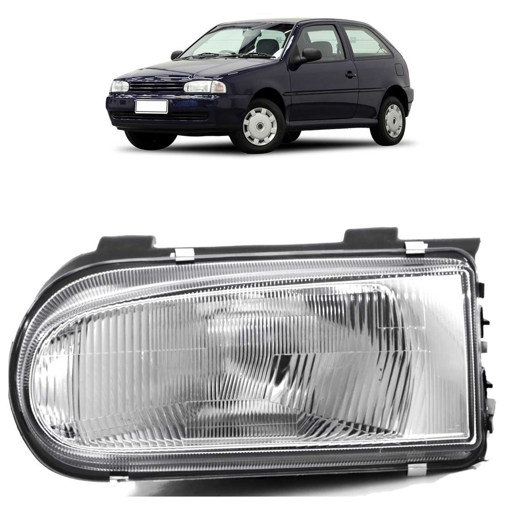 Farol Dianteiro Gol 1995 1996 1997 1998 1999 Máscara Cromada Foco Simples Lente Estriada em Oferta na Shopee