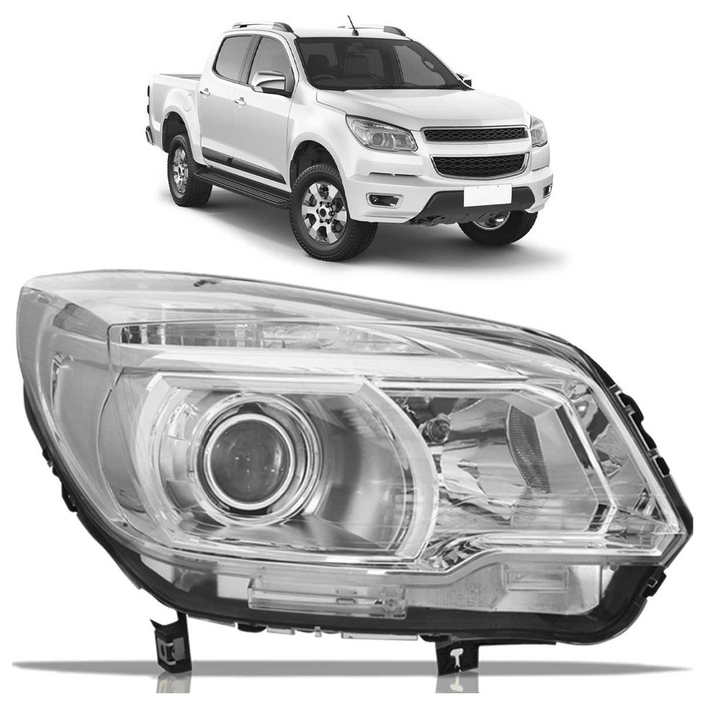 Farol Dianteiro S10 LTZ 2012 2013 2014 2015 Máscara Cromada Foco Duplo em Oferta na Shopee