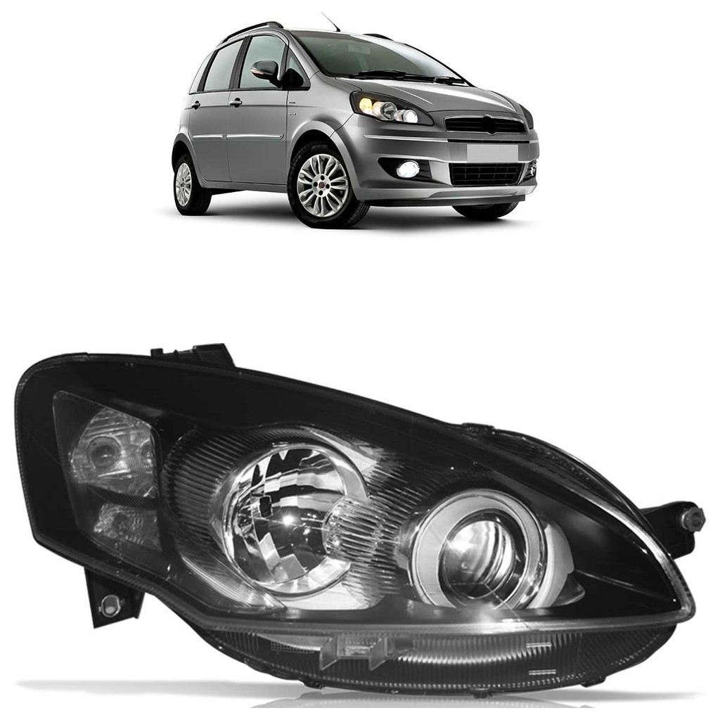 Farol Dianteiro Idea 2011 2012 2013 2014 Máscara Cromada Foco Duplo Lente Lisa Acrilico em Oferta na Shopee