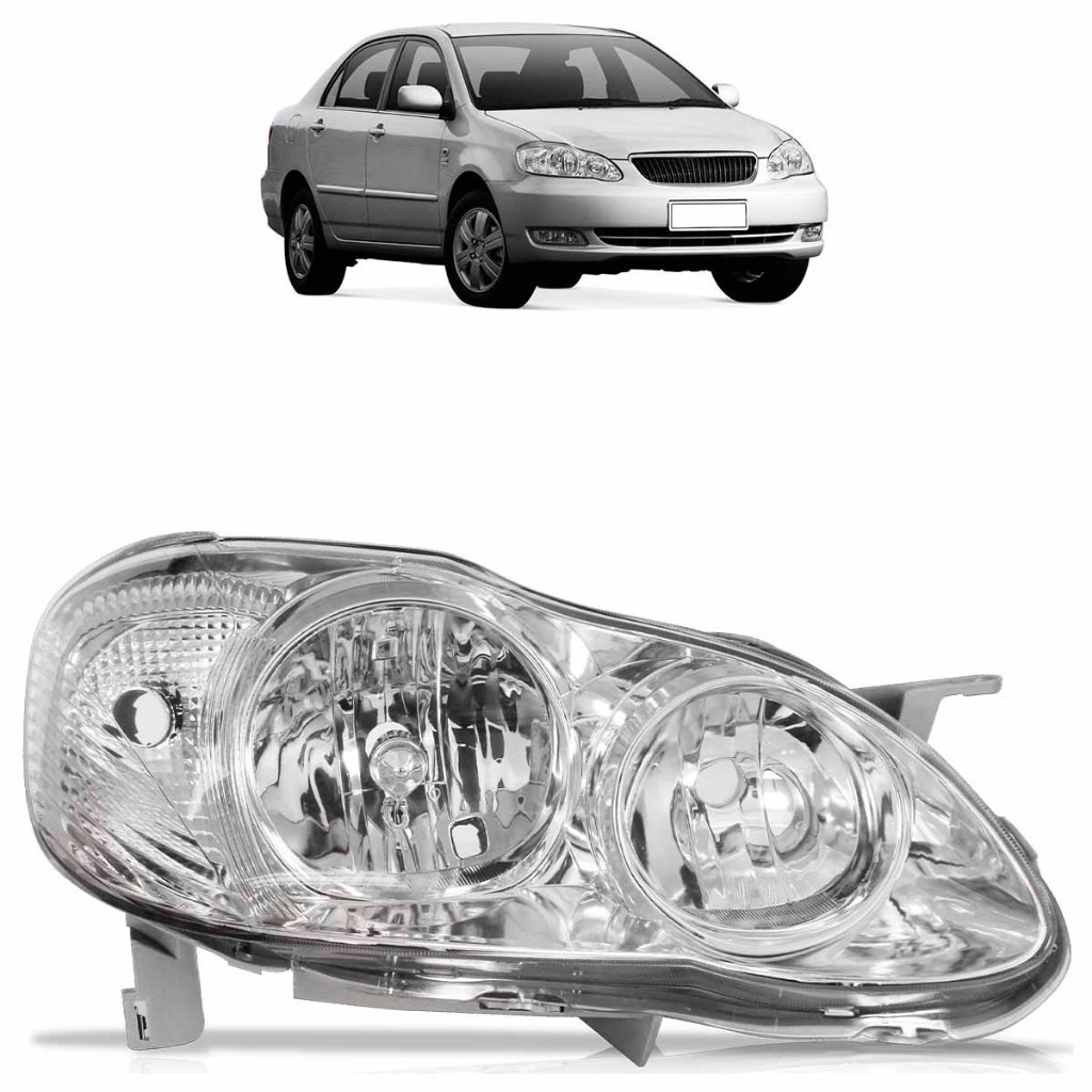 Farol Dianteiro Corolla 2003 2004 2005 2006 2007 Máscara Cromada