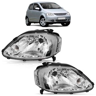 Farol Dianteiro Fox 2003 2004 2005 2006 2007 2008 2009 Máscara Cromada Lente Lisa Acrilico em Oferta na Shopee