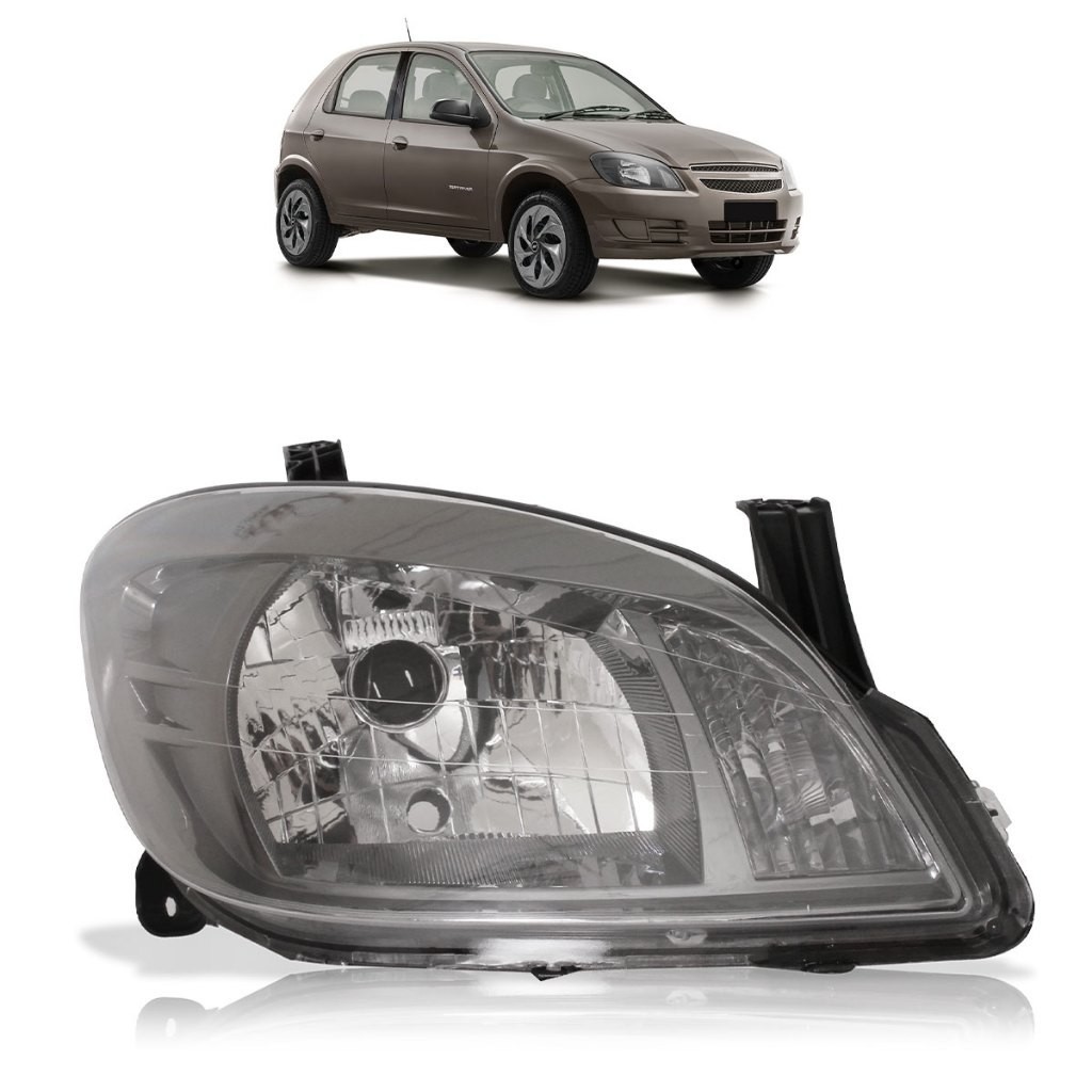 Farol Dianteiro Celta 2011 2012 2013 2014 2015 Máscara Cromomix Foco Simples Lente Lisa Acrilico em Oferta na Shopee