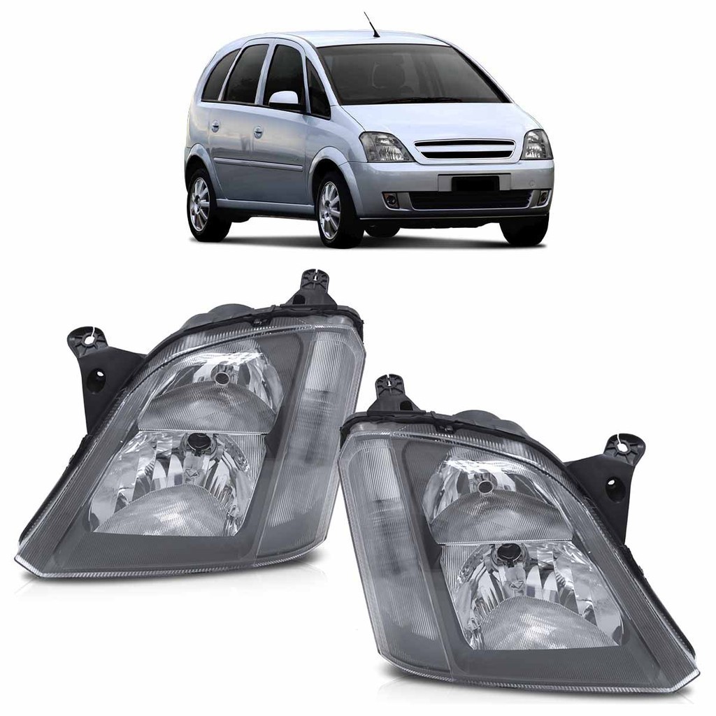 Farol Dianteiro Meriva 2001 2002 2003 2004 2005 2006 2007 2008 2009 2010 2011 2012 Máscara Cinza em Oferta na Shopee