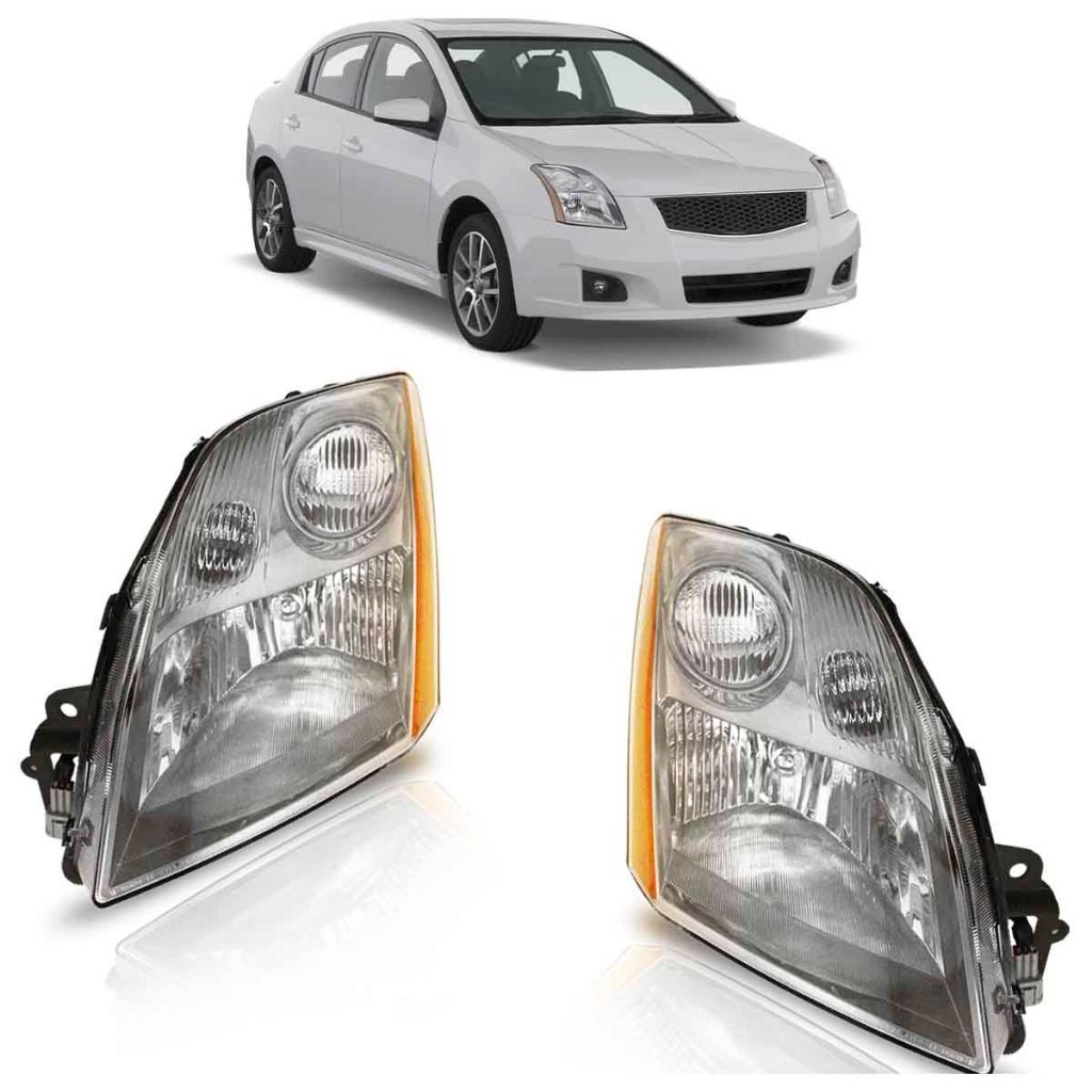Farol Dianteiro Sentra 2007 2008 2009 Máscara Cinza Lente Lisa Acrilico - Spare Parts and Accessories for Vehicles