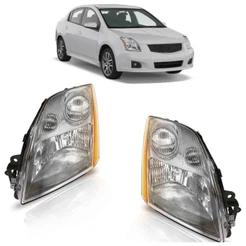 Farol Dianteiro Sentra 2007 2008 2009 Máscara Cinza Lente Lisa Acrilico