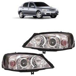Farol Dianteiro Astra Hatch 2003 2004 2005 A 2012 Máscara Cromada Foco Duplo Lente Lisa Acrílico