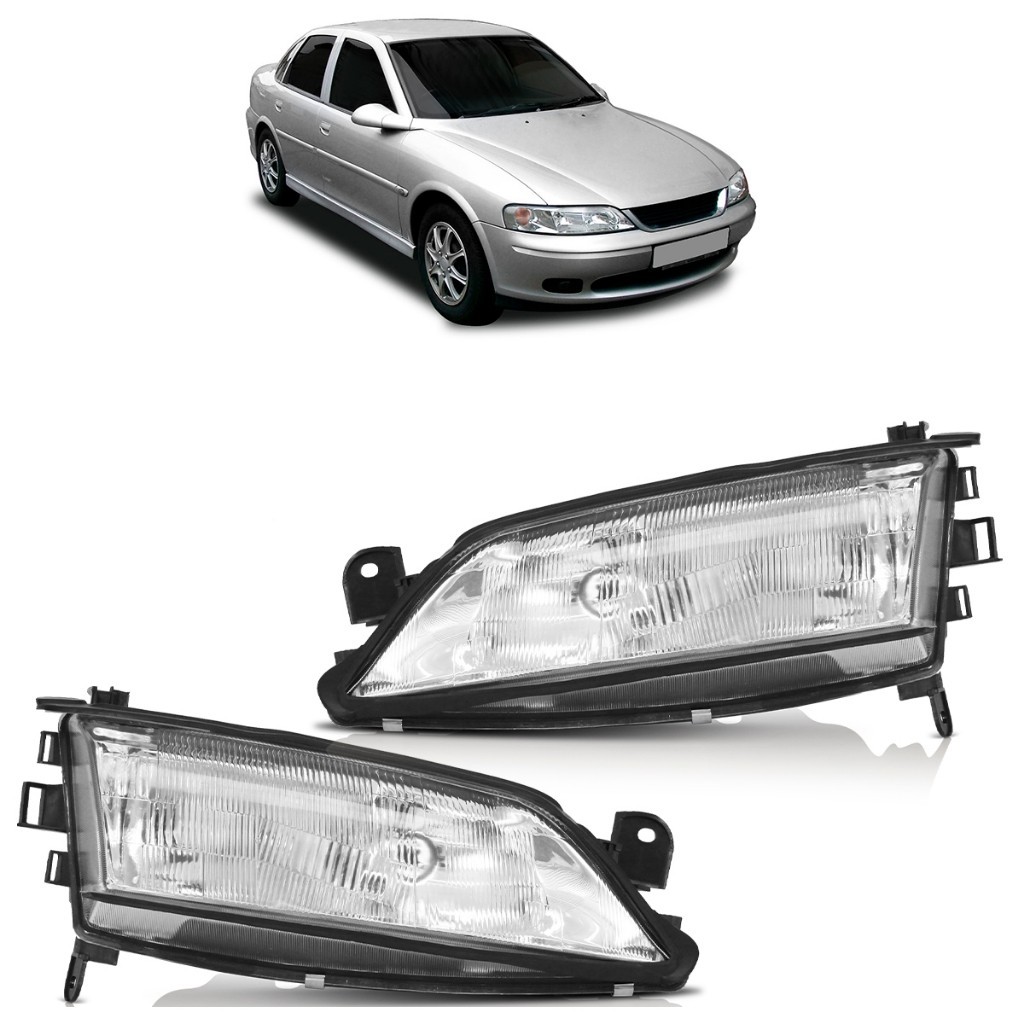 Farol Dianteiro Vectra 1997 1998 1999 2000 Máscara Cromada Foco Duplo Lente Estriada Vidro em Oferta na Shopee