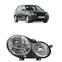 Farol Dianteiro Polo Hatch 2003 2004 2005 2006 Máscara Cromada